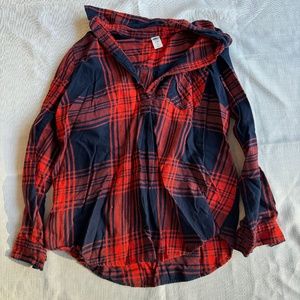 Old Navy Maternity Shirt - Red and Blue Plaid - Size X-Small